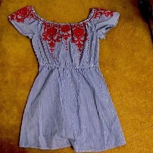 Blue and white stripped dress